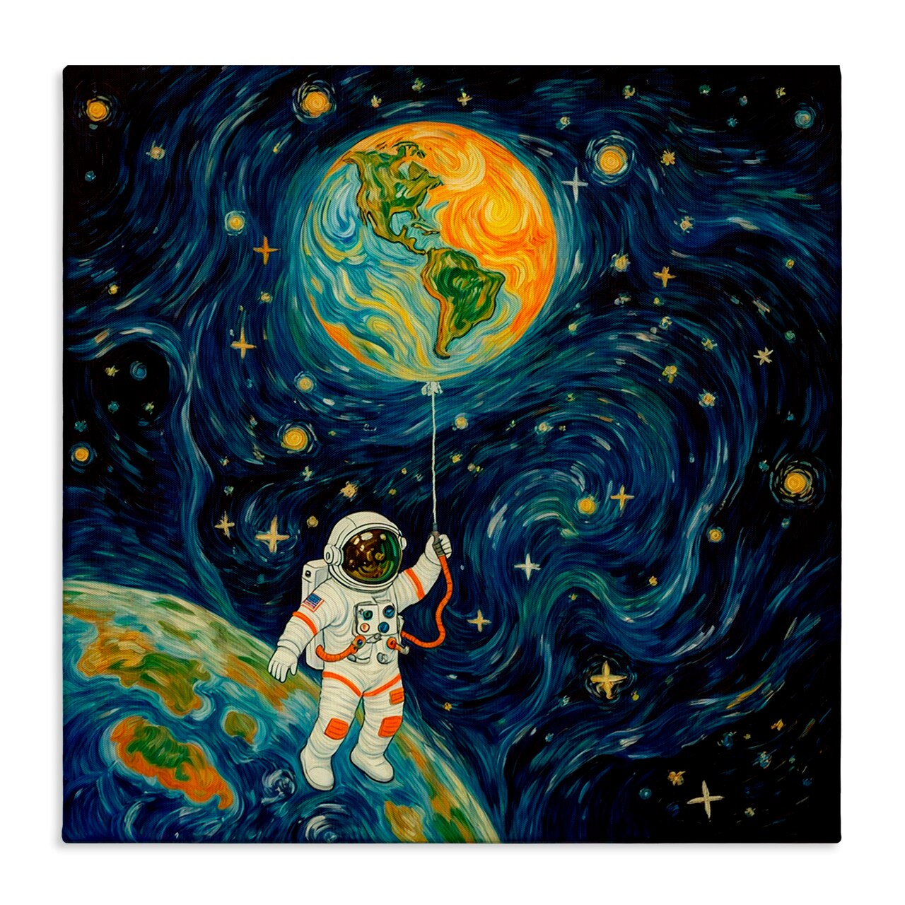 Stupell Industries Astronaut with Earth Balloon Canvas, design by Angie Hawke